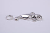 Manatee Charm, Made from Solid Cast Silver, Complete with Attachment Link