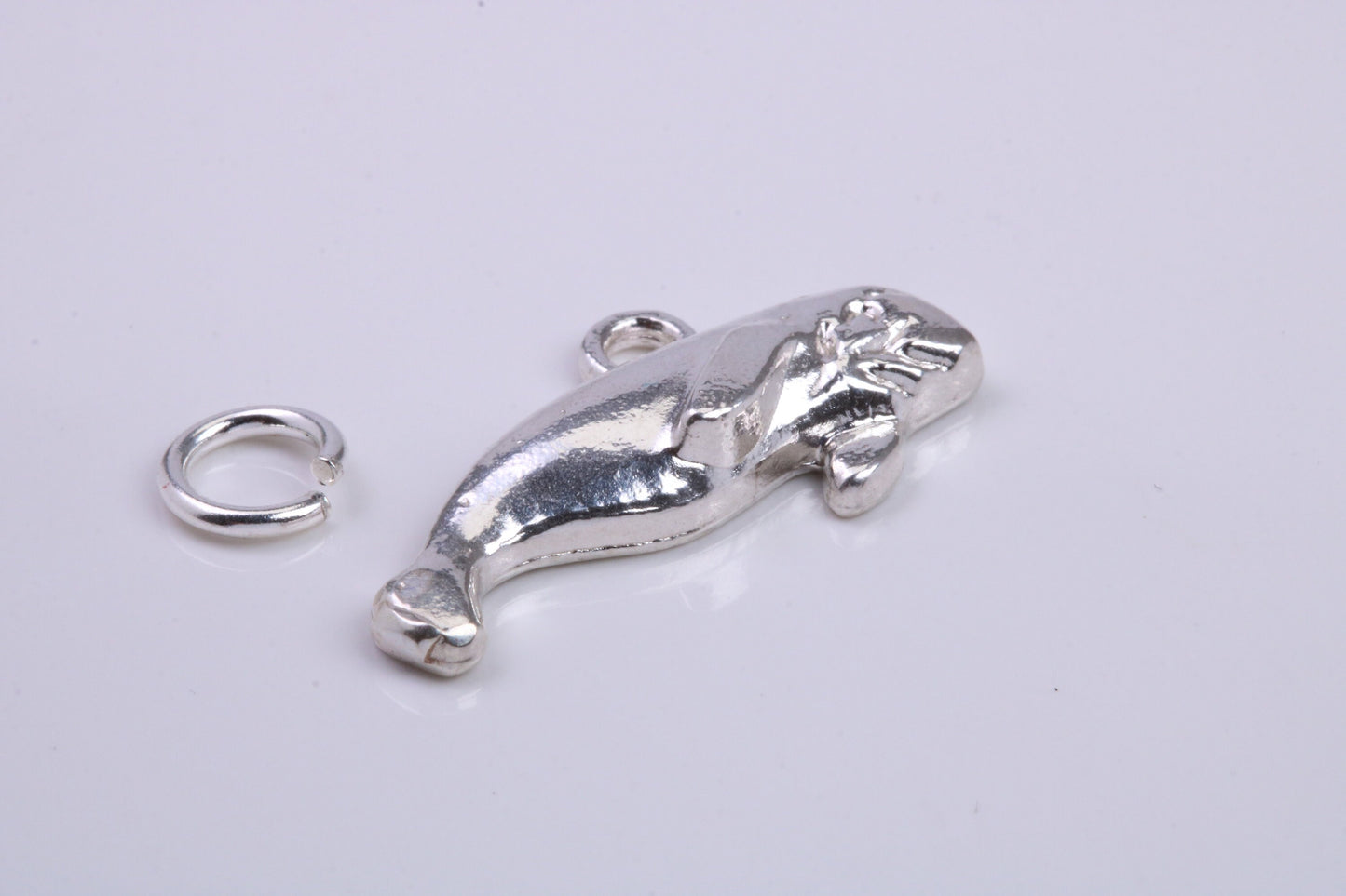 Manatee Charm, Traditional Charm, Made from Solid 925 Grade Sterling Silver, Complete with Attachment Link