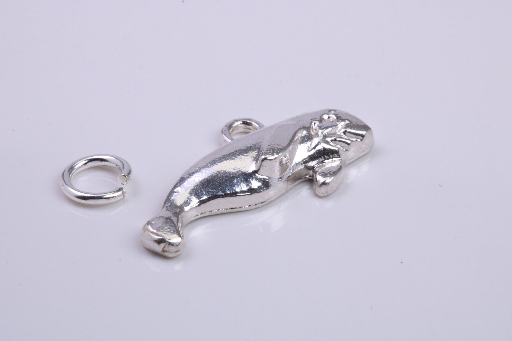 Manatee Charm, Traditional Charm, Made from Solid 925 Grade Sterling Silver, Complete with Attachment Link