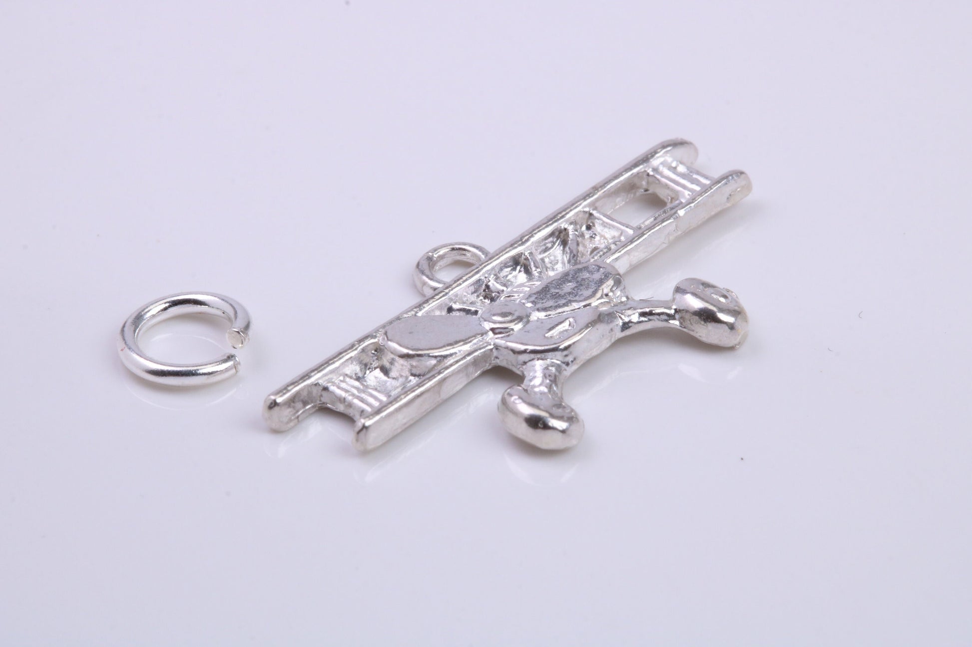 Airplane Charm, Traditional Charm, Made from Solid 925 Grade Sterling Silver, Complete with Attachment Link