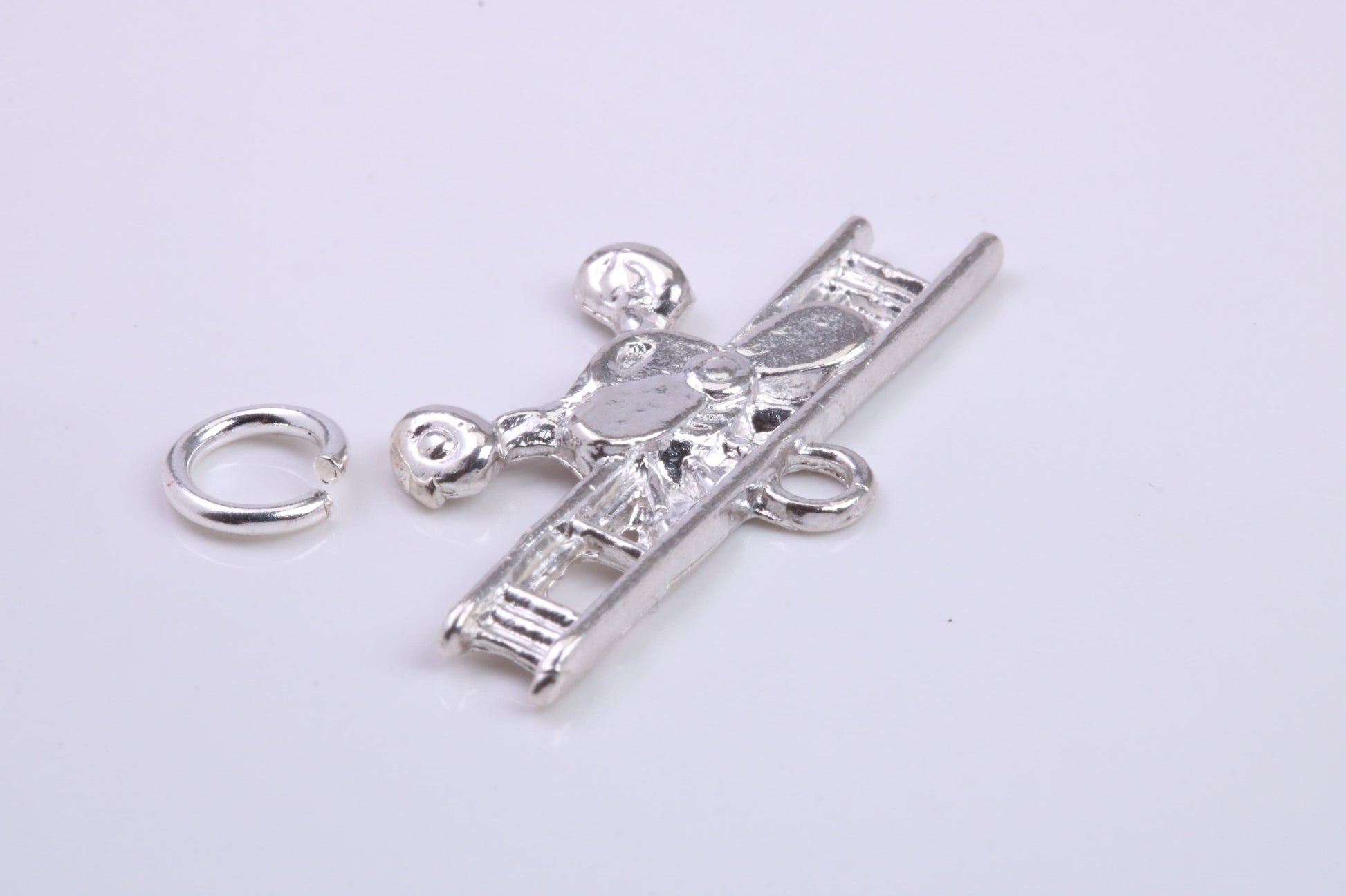 Airplane Charm, Traditional Charm, Made from Solid 925 Grade Sterling Silver, Complete with Attachment Link