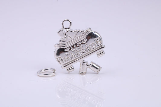 Just Married Charm, Traditional Charm, Made from Solid 925 Grade Sterling Silver, Complete with Attachment Link