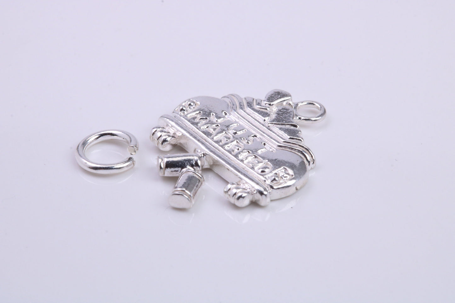 Just Married Charm, Traditional Charm, Made from Solid 925 Grade Sterling Silver, Complete with Attachment Link