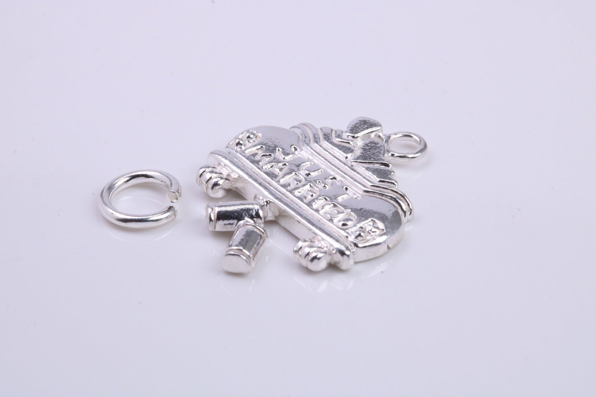 Just Married Charm, Traditional Charm, Made from Solid 925 Grade Sterling Silver, Complete with Attachment Link