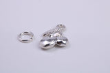 Cherries Charm, Traditional Charm, Made from Solid 925 Grade Sterling Silver, Complete with Attachment Link