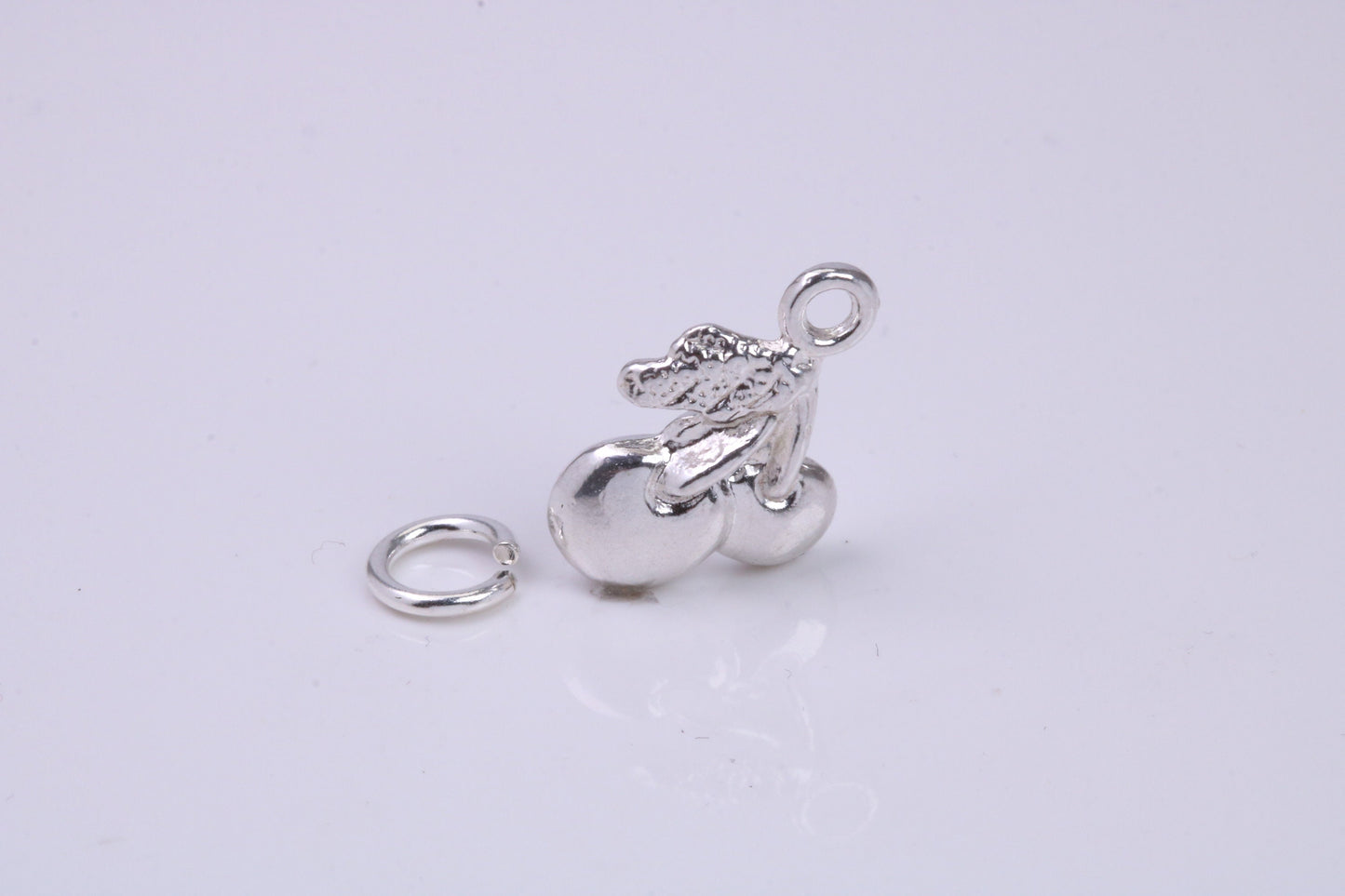 Cherries Charm, Traditional Charm, Made from Solid 925 Grade Sterling Silver, Complete with Attachment Link