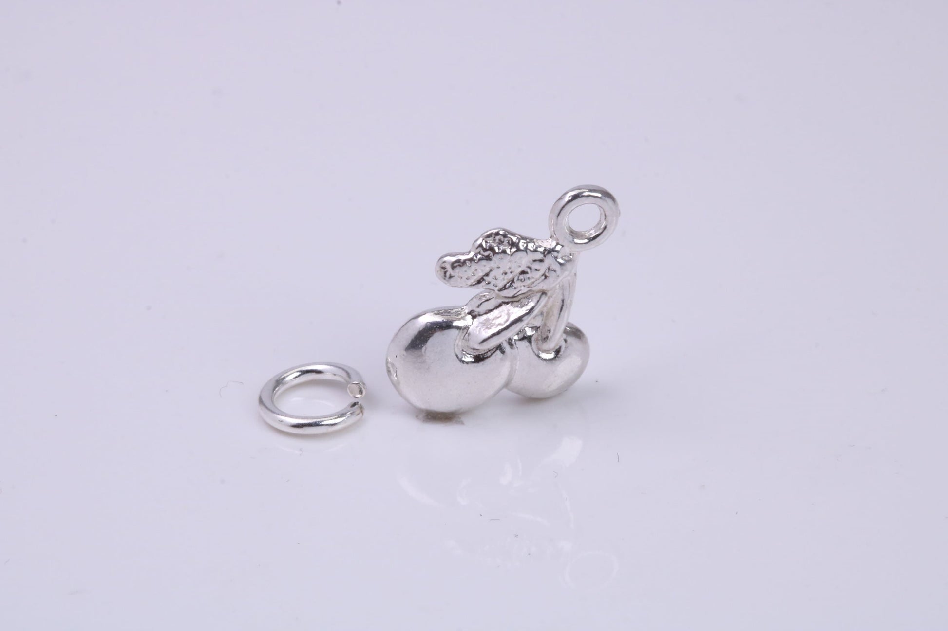 Cherries Charm, Traditional Charm, Made from Solid 925 Grade Sterling Silver, Complete with Attachment Link