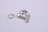Cherries Charm, Traditional Charm, Made from Solid 925 Grade Sterling Silver, Complete with Attachment Link