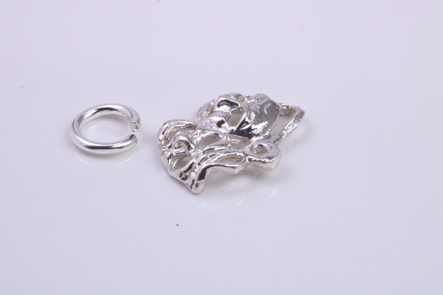 Pantomime Mask Charm, Traditional Charm, Made from Solid 925 Grade Sterling Silver, Complete with Attachment Link