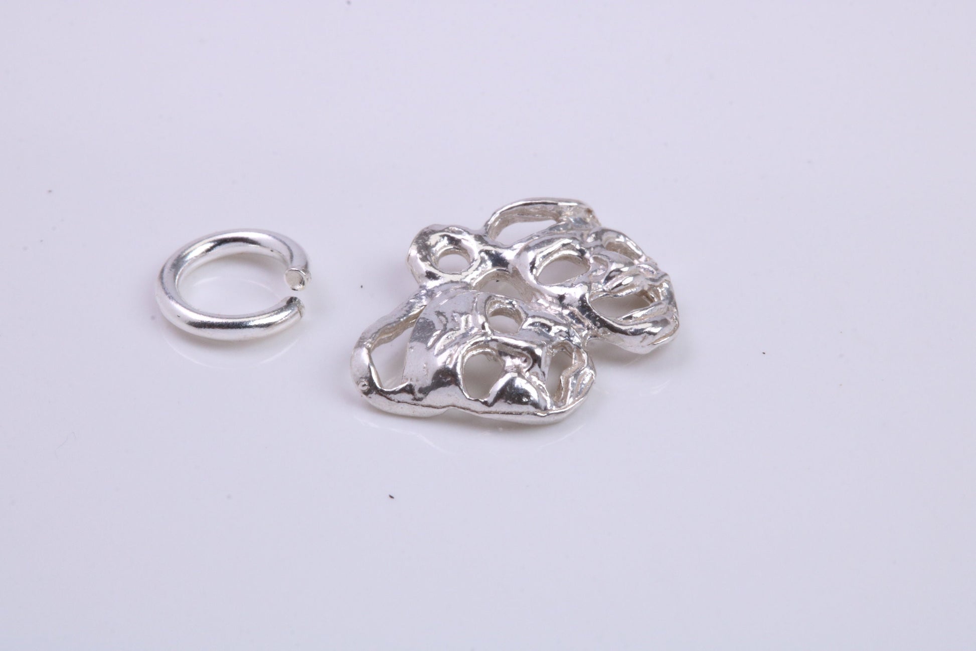 Pantomime Mask Charm, Traditional Charm, Made from Solid 925 Grade Sterling Silver, Complete with Attachment Link