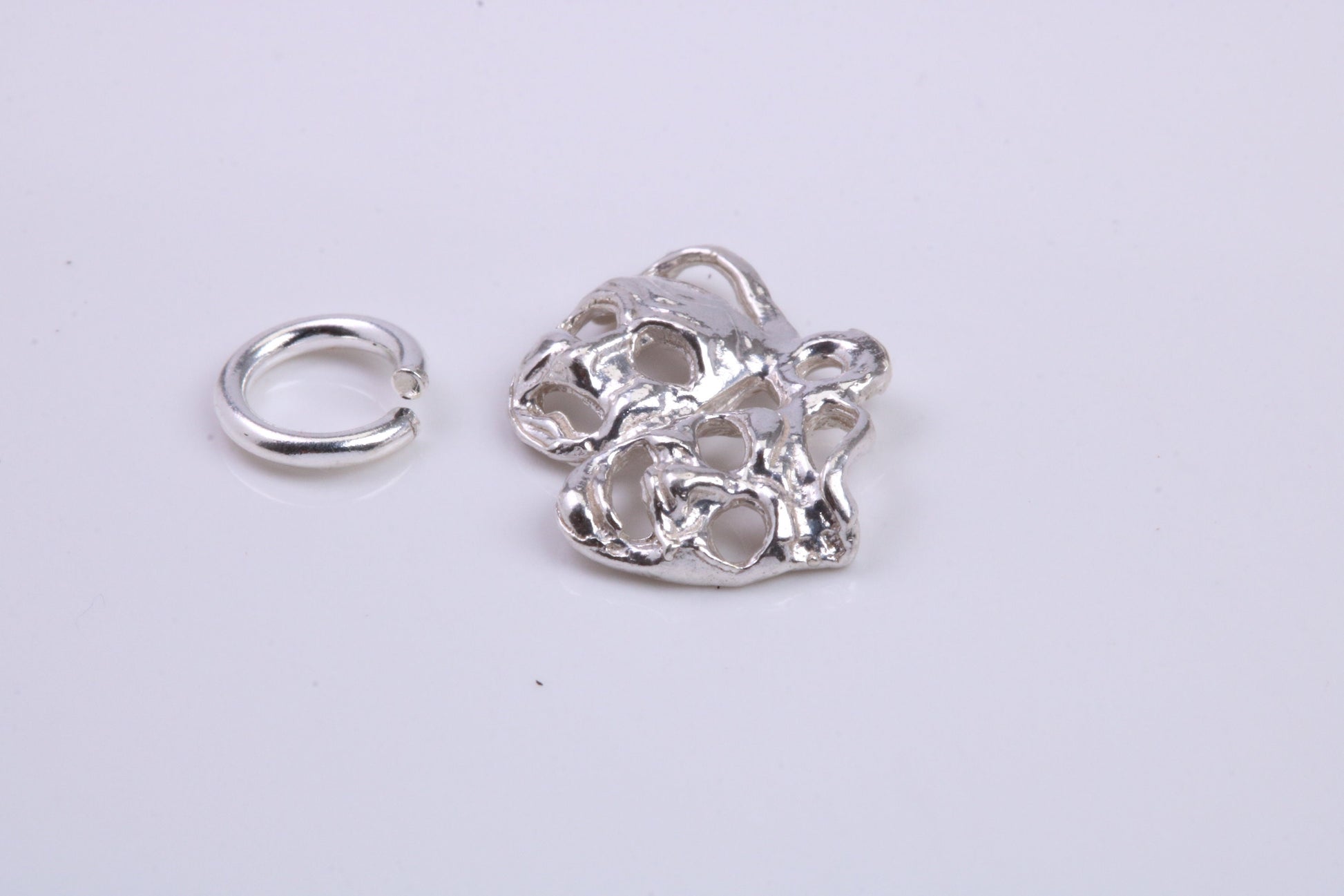 Pantomime Mask Charm, Traditional Charm, Made from Solid 925 Grade Sterling Silver, Complete with Attachment Link