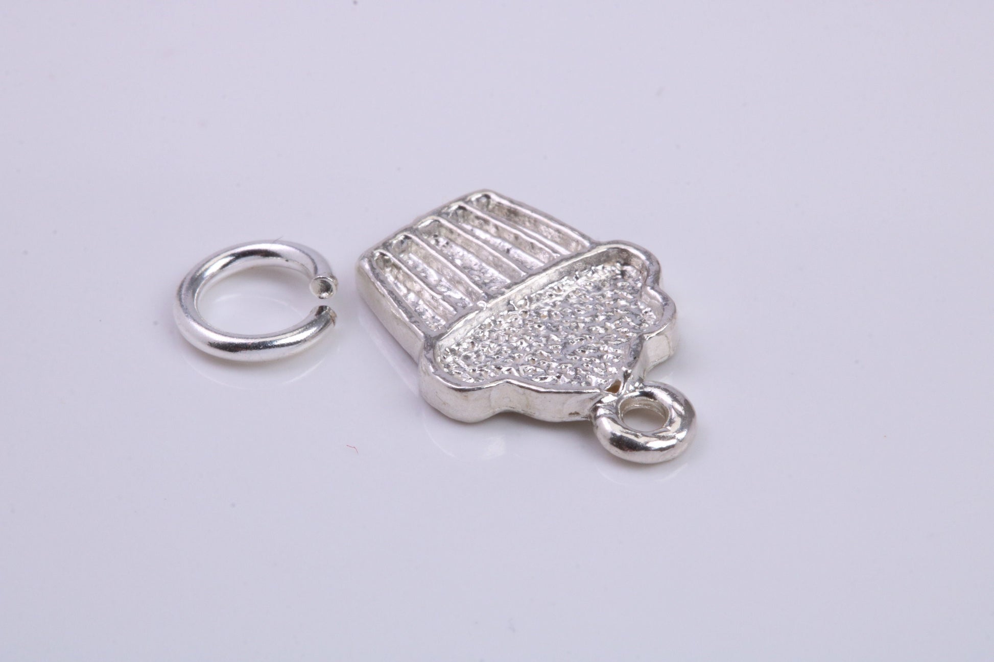 Cup Cake Charm, Traditional Charm, Made from Solid 925 Grade Sterling Silver, Complete with Attachment Link