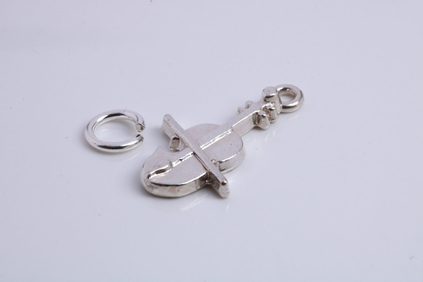 Violin Charm, Traditional Charm, Made from Solid 925 Grade Sterling Silver, Complete with Attachment Link