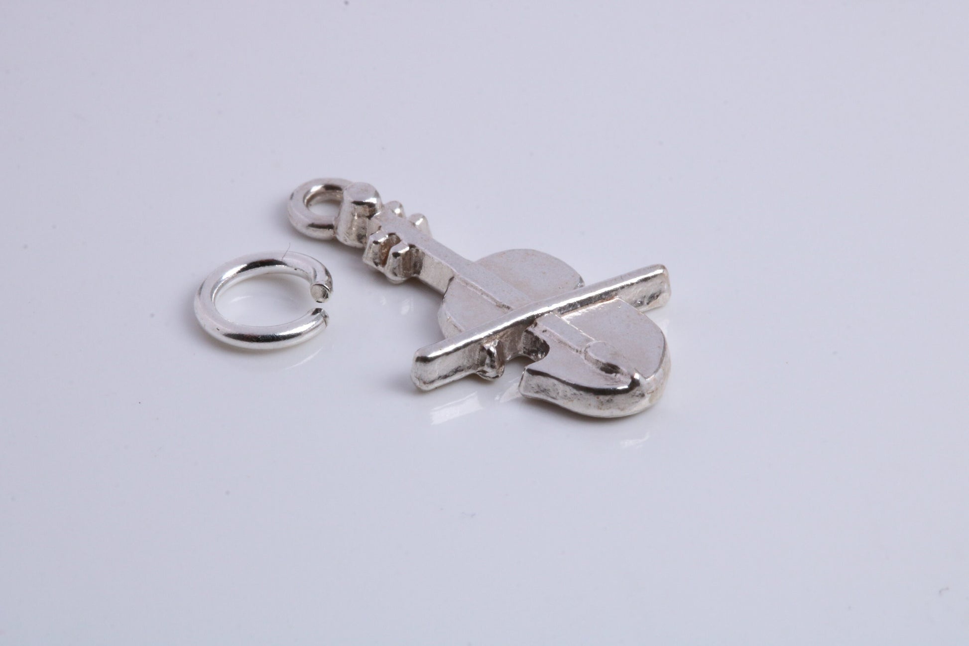 Violin Charm, Traditional Charm, Made from Solid 925 Grade Sterling Silver, Complete with Attachment Link