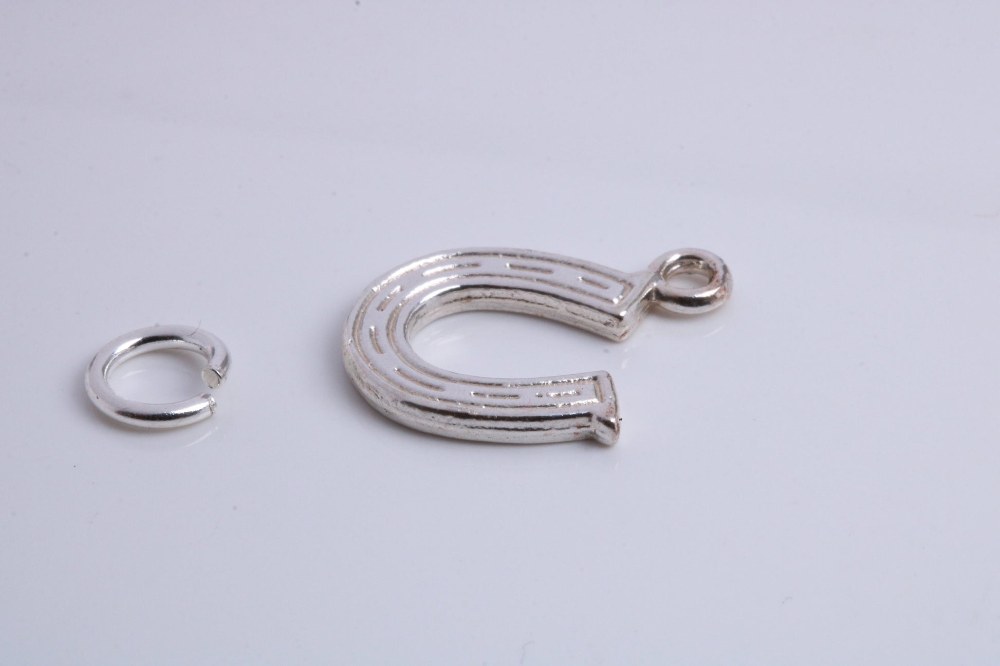 Horse Shoe Charm, Traditional Charm, Made from Solid 925 Grade Sterling Silver, Complete with Attachment Link