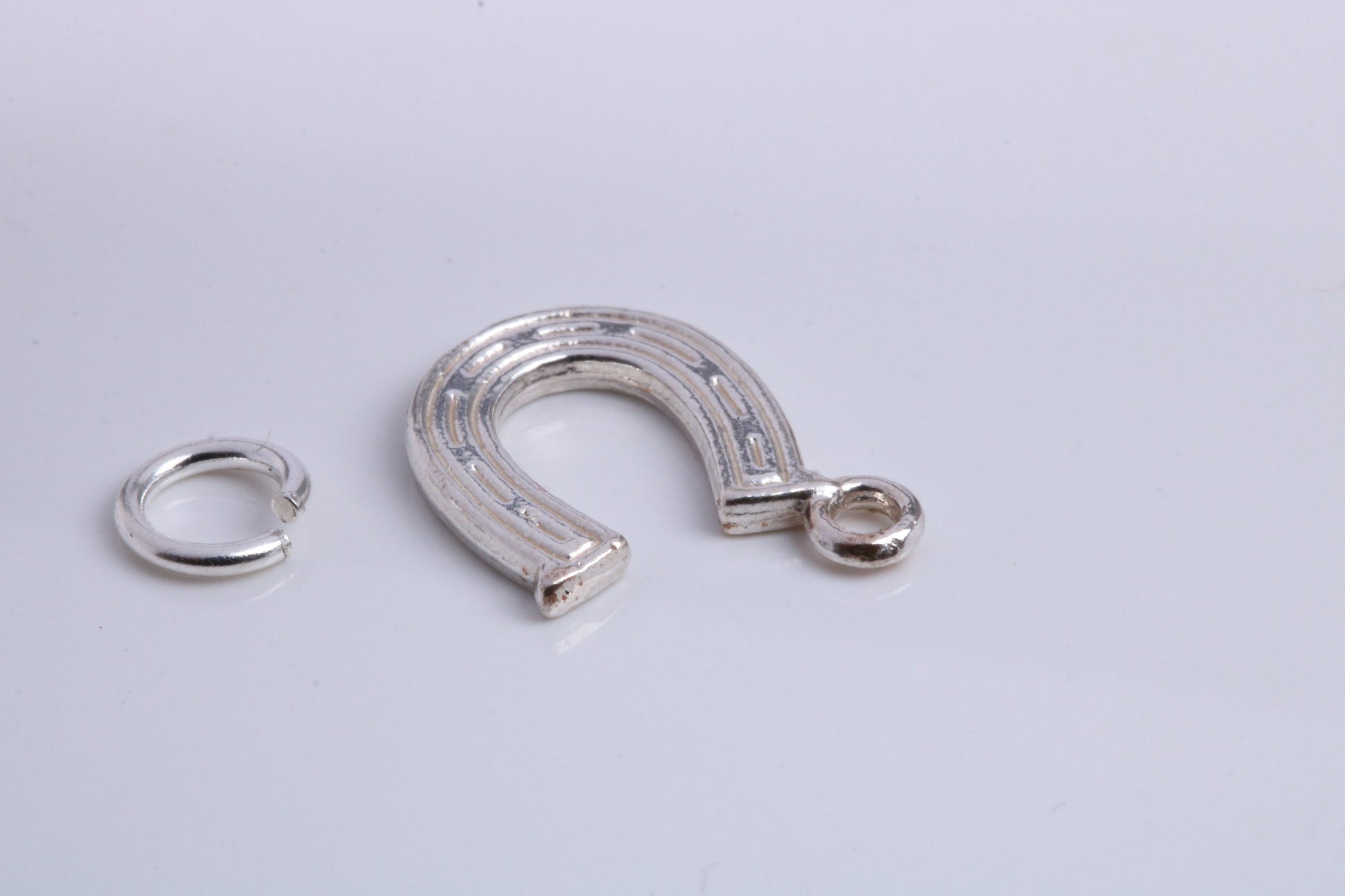 Horse Shoe Charm, Traditional Charm, Made from Solid 925 Grade Sterling Silver, Complete with Attachment Link