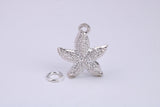 Star Fish Charm, Traditional Charm, Made from Solid 925 Grade Sterling Silver, Complete with Attachment Link
