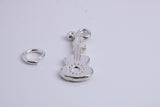 Guitar Charm, Traditional Charm, Made from Solid 925 Grade Sterling Silver, Complete with Attachment Link