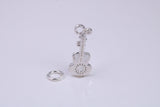 Guitar Charm, Traditional Charm, Made from Solid 925 Grade Sterling Silver, Complete with Attachment Link