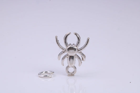 Spider Charm, Traditional Charm, Made from Solid 925 Grade Sterling Silver, Complete with Attachment Link