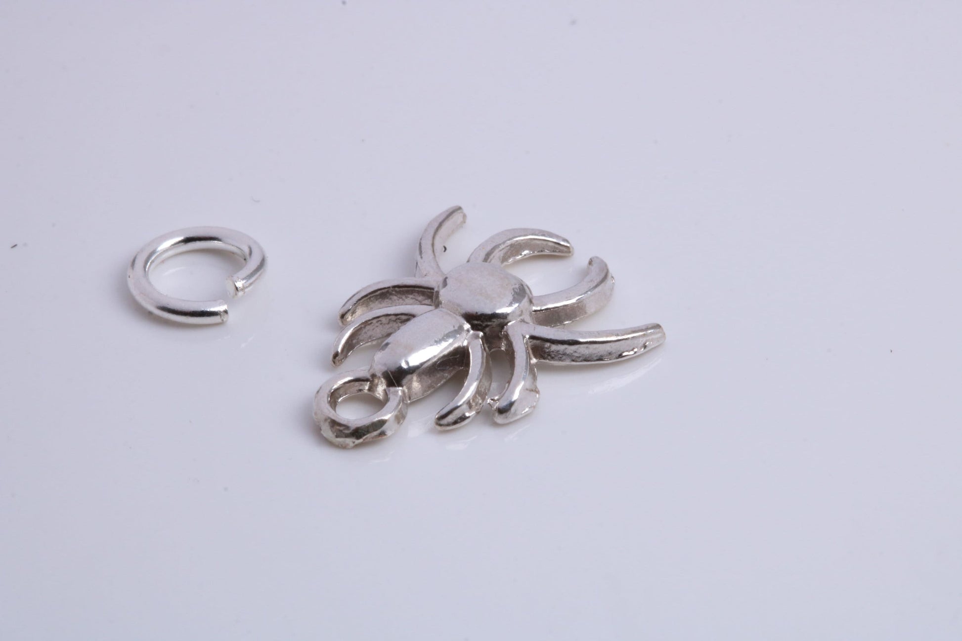 Spider Charm, Traditional Charm, Made from Solid 925 Grade Sterling Silver, Complete with Attachment Link