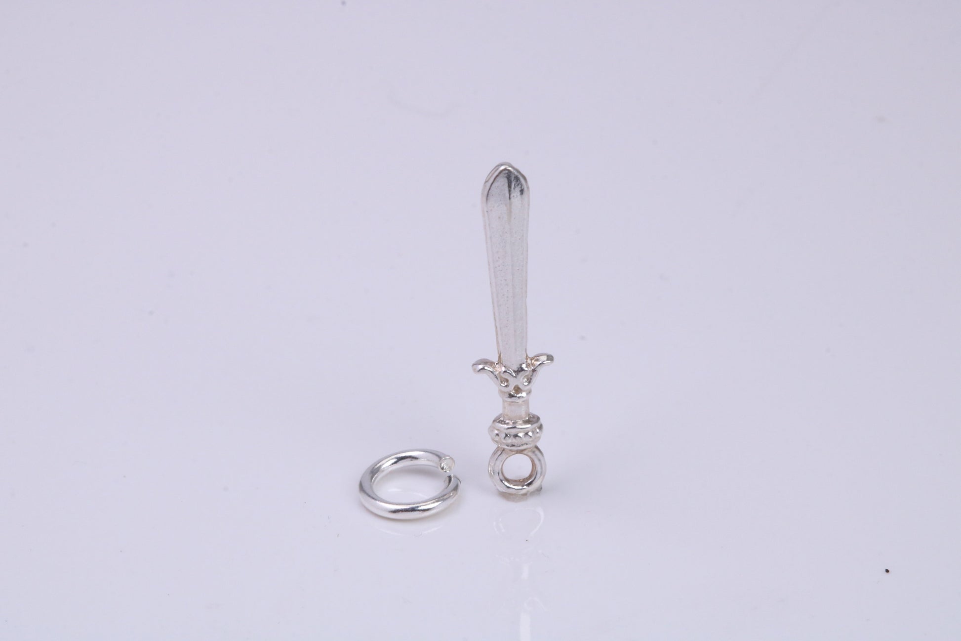 Sword Charm, Traditional Charm, Made from Solid 925 Grade Sterling Silver, Complete with Attachment Link