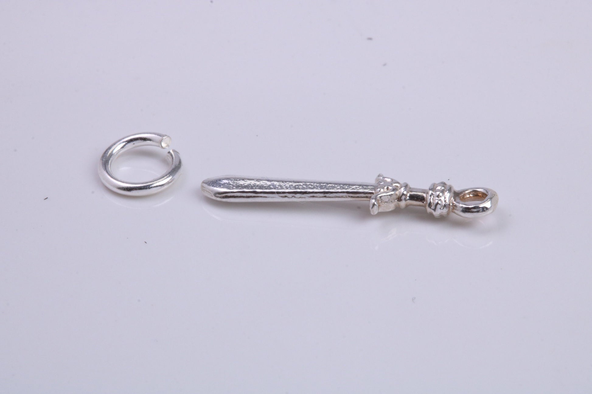 Sword Charm, Traditional Charm, Made from Solid 925 Grade Sterling Silver, Complete with Attachment Link