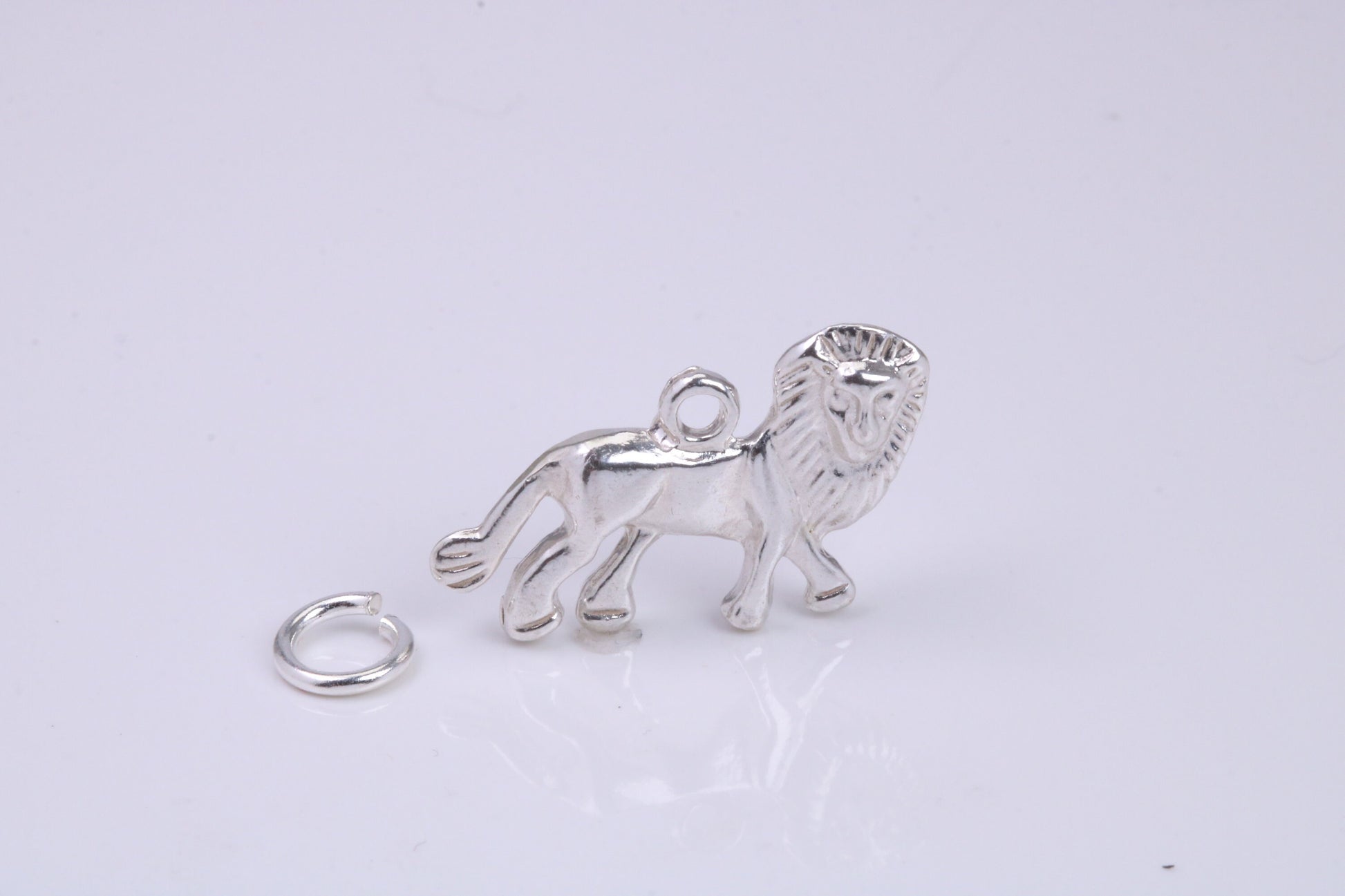 Lion Charm, Traditional Charm, Made from Solid 925 Grade Sterling Silver, Complete with Attachment Link