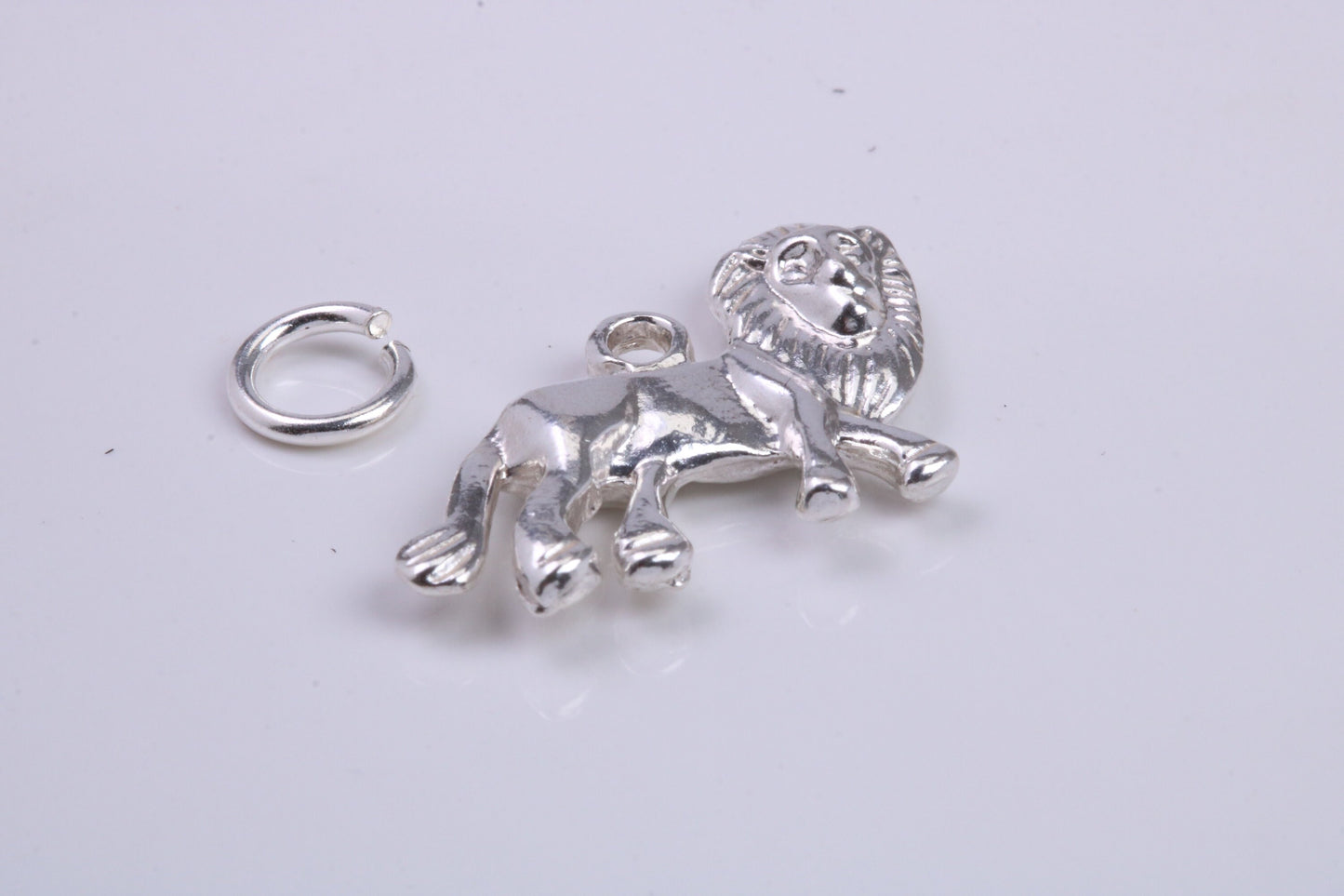 Lion Charm, Traditional Charm, Made from Solid 925 Grade Sterling Silver, Complete with Attachment Link