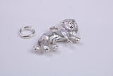 Lion Charm, Traditional Charm, Made from Solid 925 Grade Sterling Silver, Complete with Attachment Link