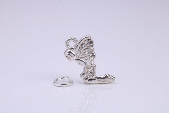Fairy Charm, Traditional Charm, Made from Solid 925 Grade Sterling Silver, Complete with Attachment Link