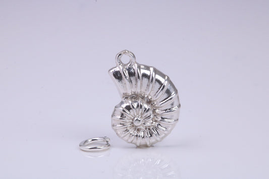 Sea Shell Charm, Traditional Charm, Made from Solid 925 Grade Sterling Silver, Complete with Attachment Link