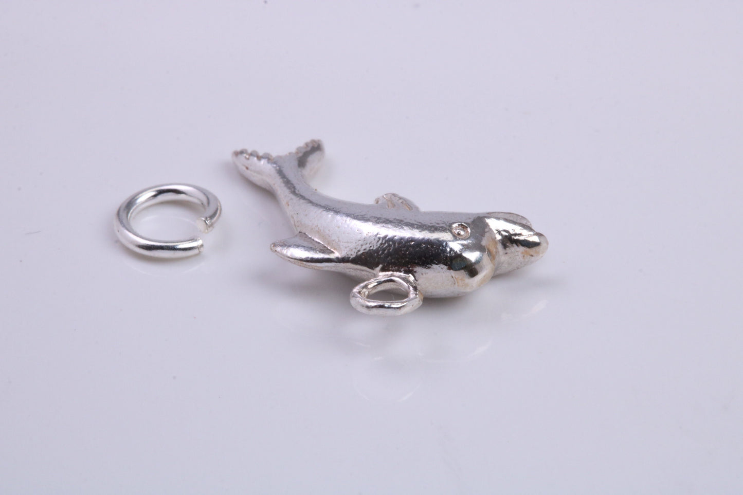 Dolphin Charm, Traditional Charm, Made from Solid 925 Grade Sterling Silver, Complete with Attachment Link