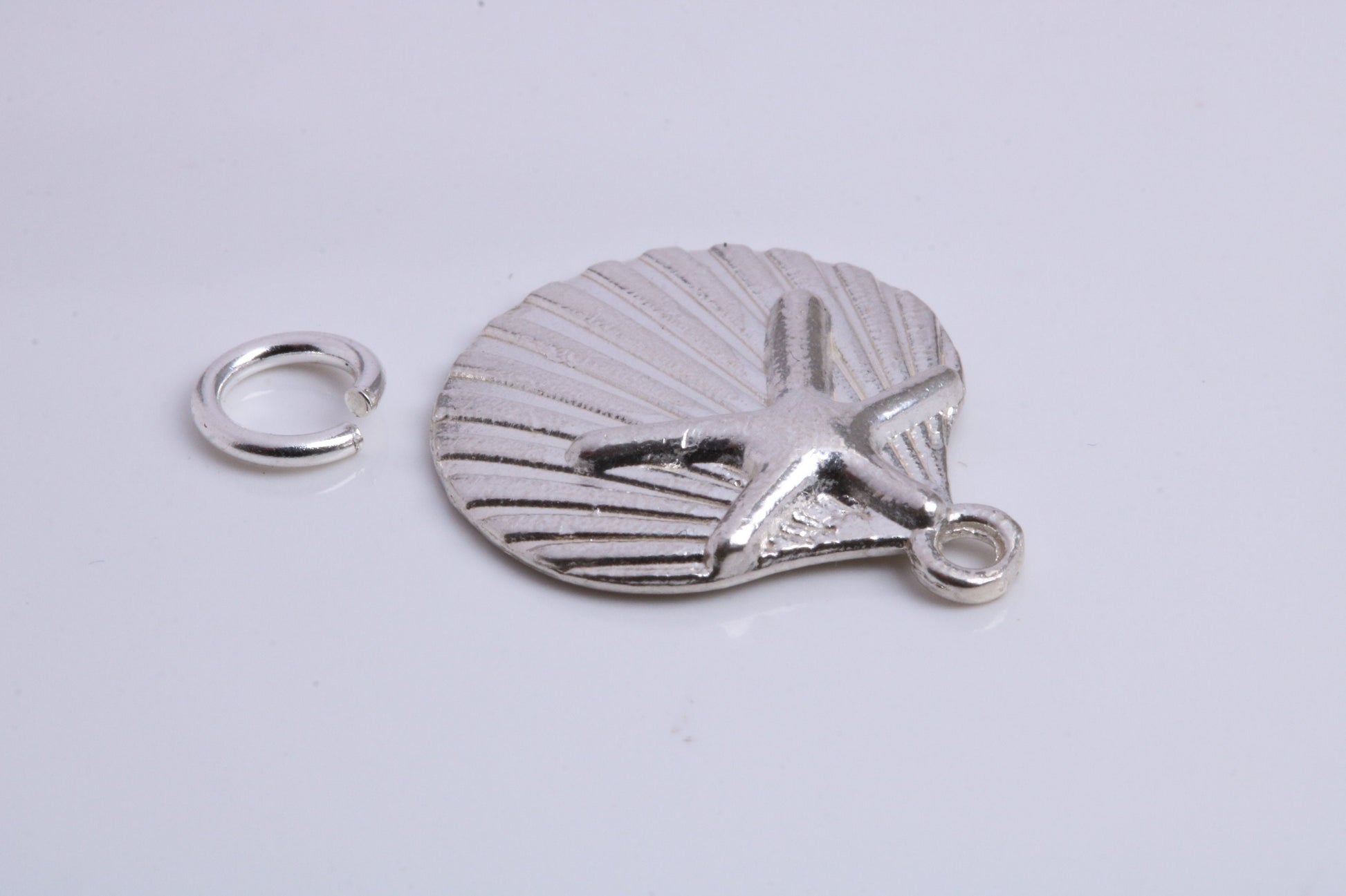 Sea Shell Charm, Traditional Charm, Made from Solid 925 Grade Sterling Silver, Complete with Attachment Link