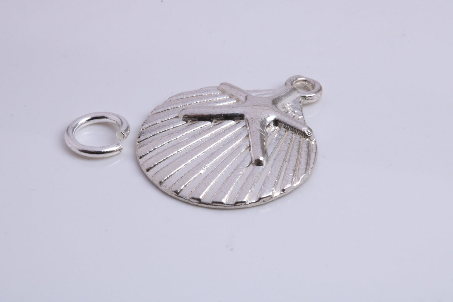 Sea Shell Charm, Traditional Charm, Made from Solid 925 Grade Sterling Silver, Complete with Attachment Link