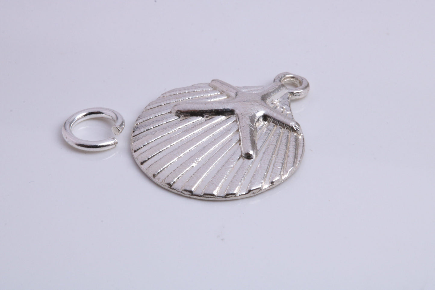 Sea Shell Charm, Traditional Charm, Made from Solid 925 Grade Sterling Silver, Complete with Attachment Link