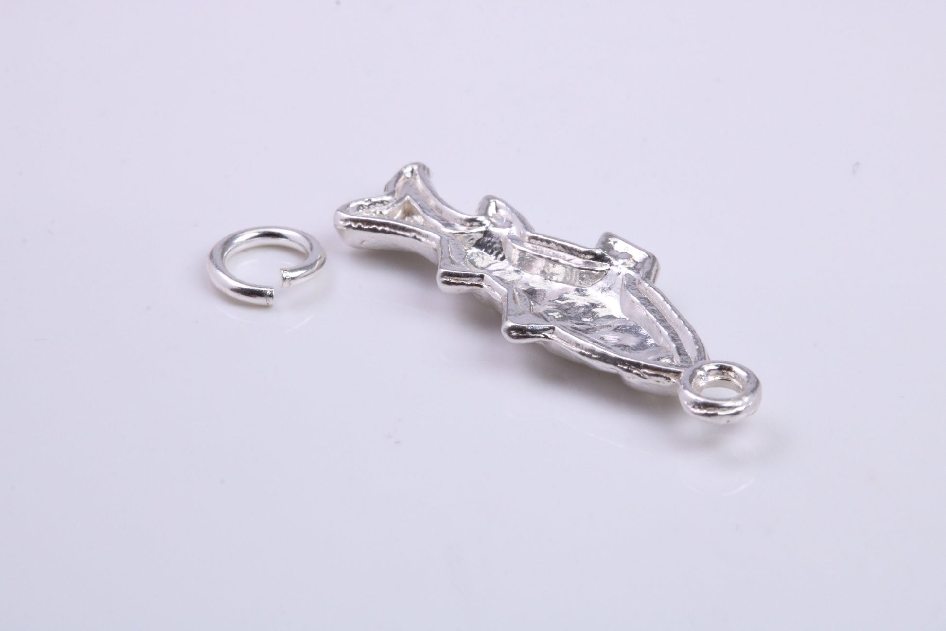 Fish Charm, Traditional Charm, Made from Solid 925 Grade Sterling Silver, Complete with Attachment Link