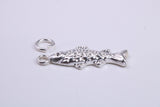 Fish Charm, Traditional Charm, Made from Solid 925 Grade Sterling Silver, Complete with Attachment Link