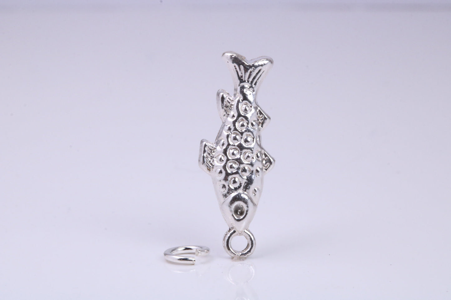 Fish Charm, Traditional Charm, Made from Solid 925 Grade Sterling Silver, Complete with Attachment Link