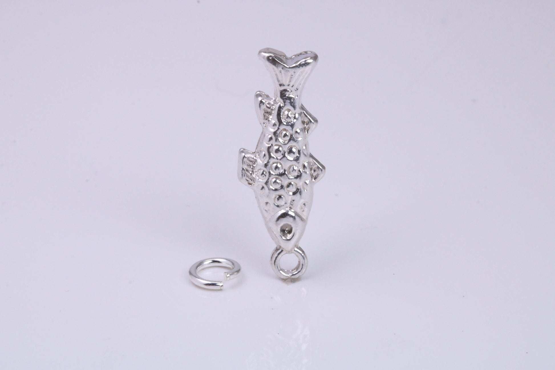 Fish Charm, Traditional Charm, Made from Solid 925 Grade Sterling Silver, Complete with Attachment Link