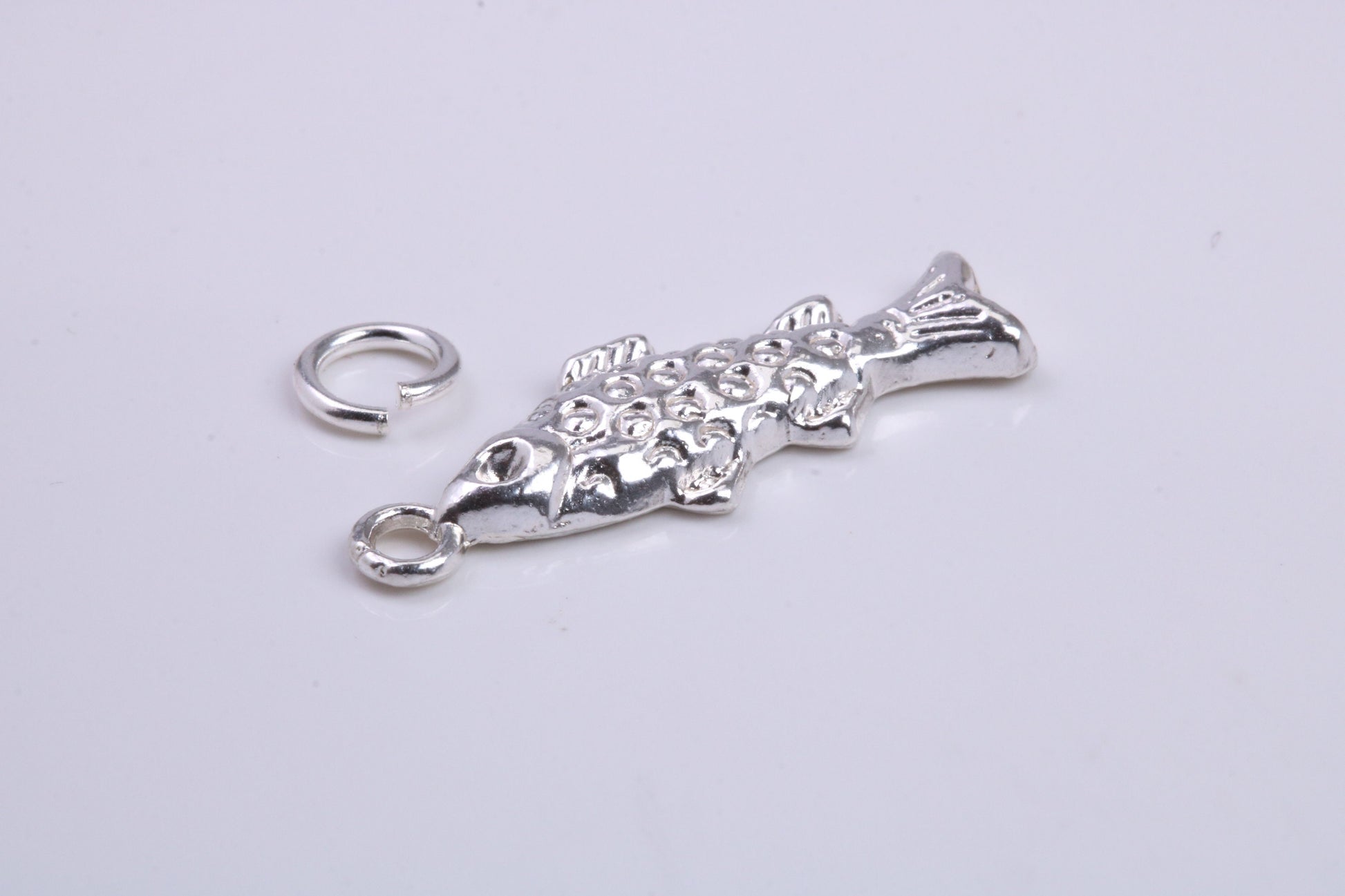 Fish Charm, Traditional Charm, Made from Solid 925 Grade Sterling Silver, Complete with Attachment Link