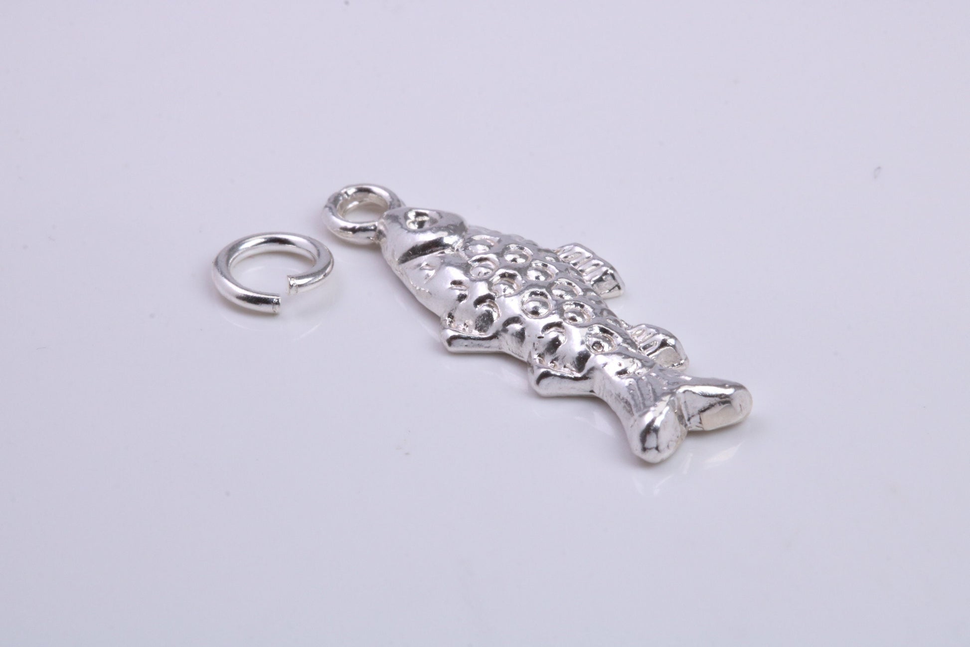 Fish Charm, Traditional Charm, Made from Solid 925 Grade Sterling Silver, Complete with Attachment Link
