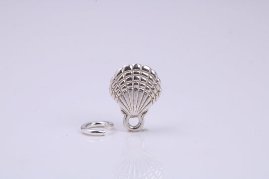 Sea Shell Charm, Traditional Charm, Made from Solid 925 Grade Sterling Silver, Complete with Attachment Link