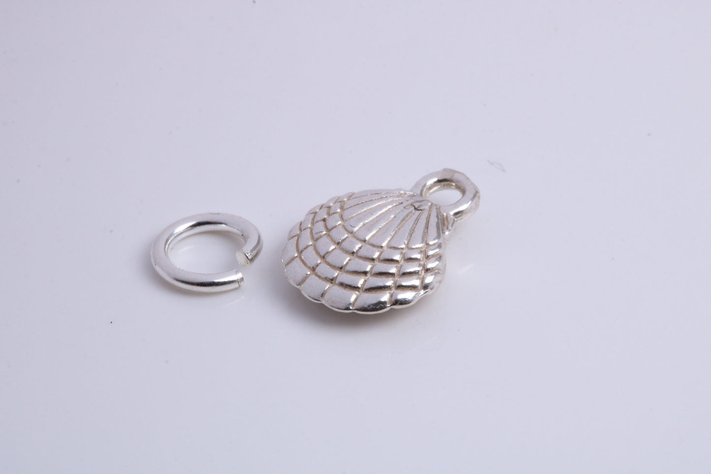 Sea Shell Charm, Traditional Charm, Made from Solid 925 Grade Sterling Silver, Complete with Attachment Link