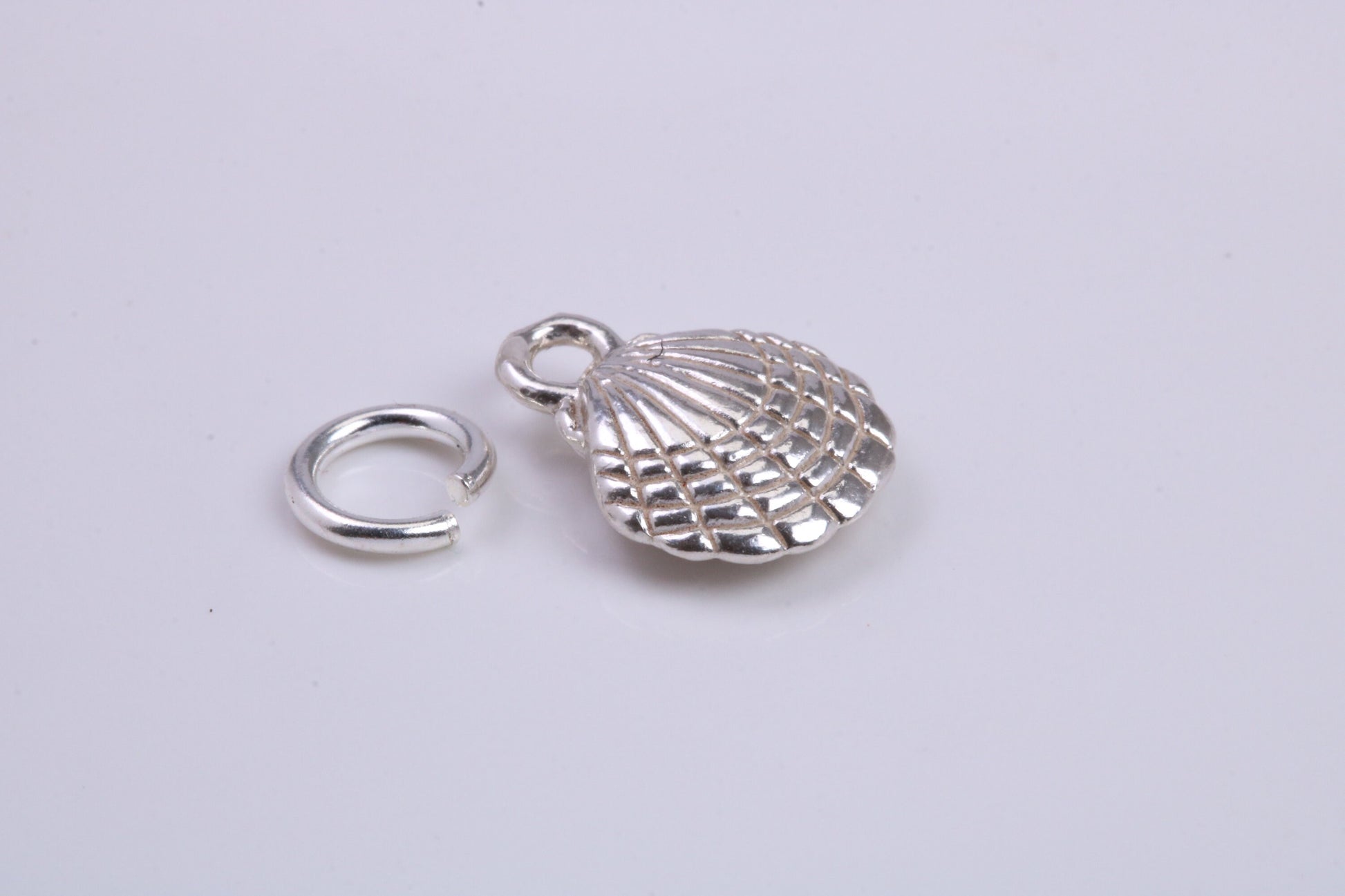 Sea Shell Charm, Traditional Charm, Made from Solid 925 Grade Sterling Silver, Complete with Attachment Link