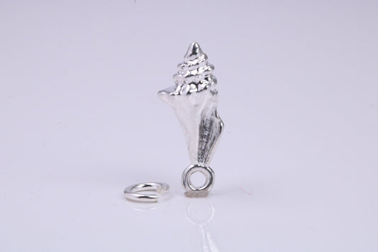 Sea Shell Charm, Traditional Charm, Made from Solid 925 Grade Sterling Silver, Complete with Attachment Link