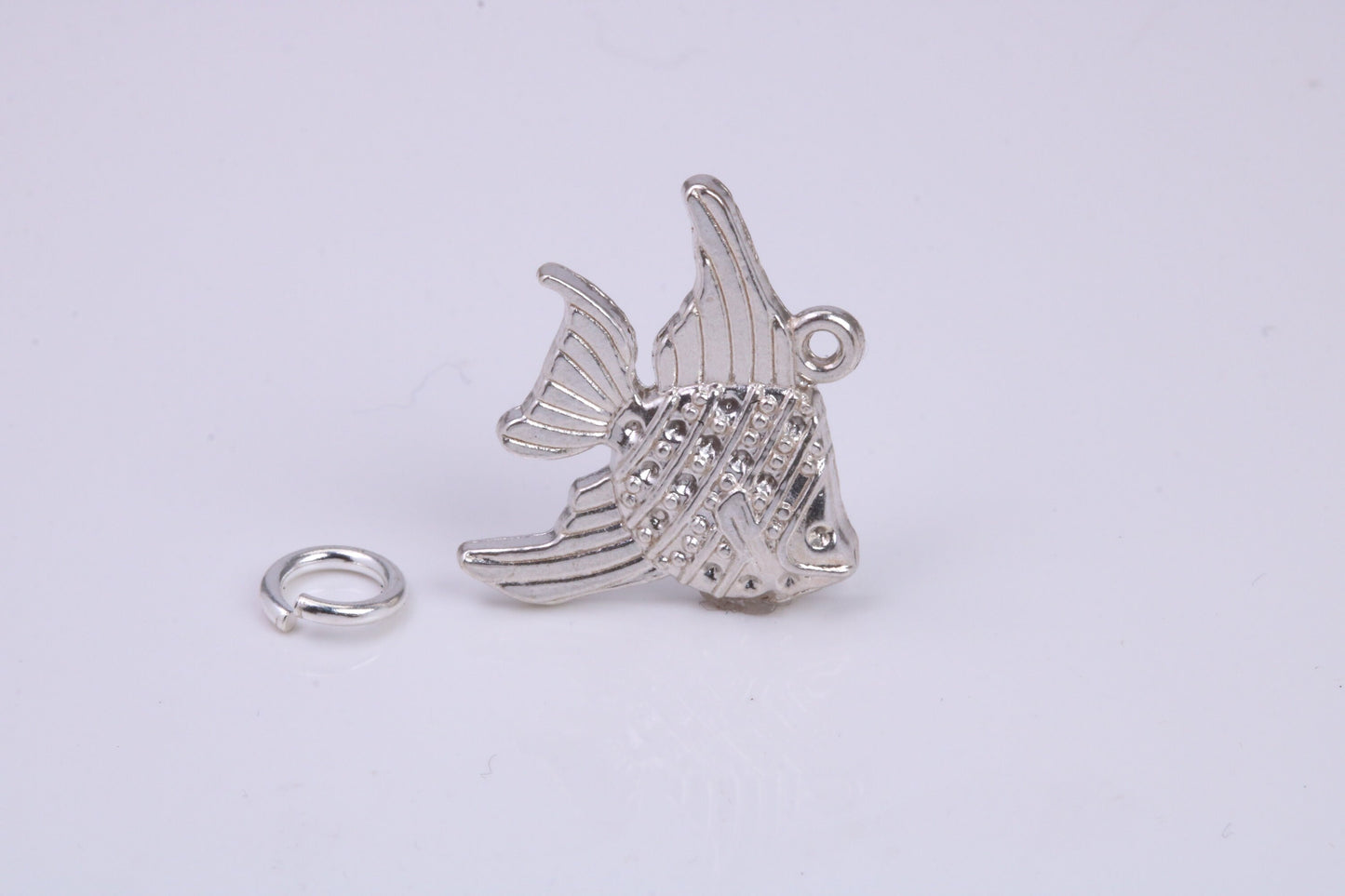 Angel Fish Charm, Traditional Charm, Made from Solid 925 Grade Sterling Silver, Complete with Attachment Link