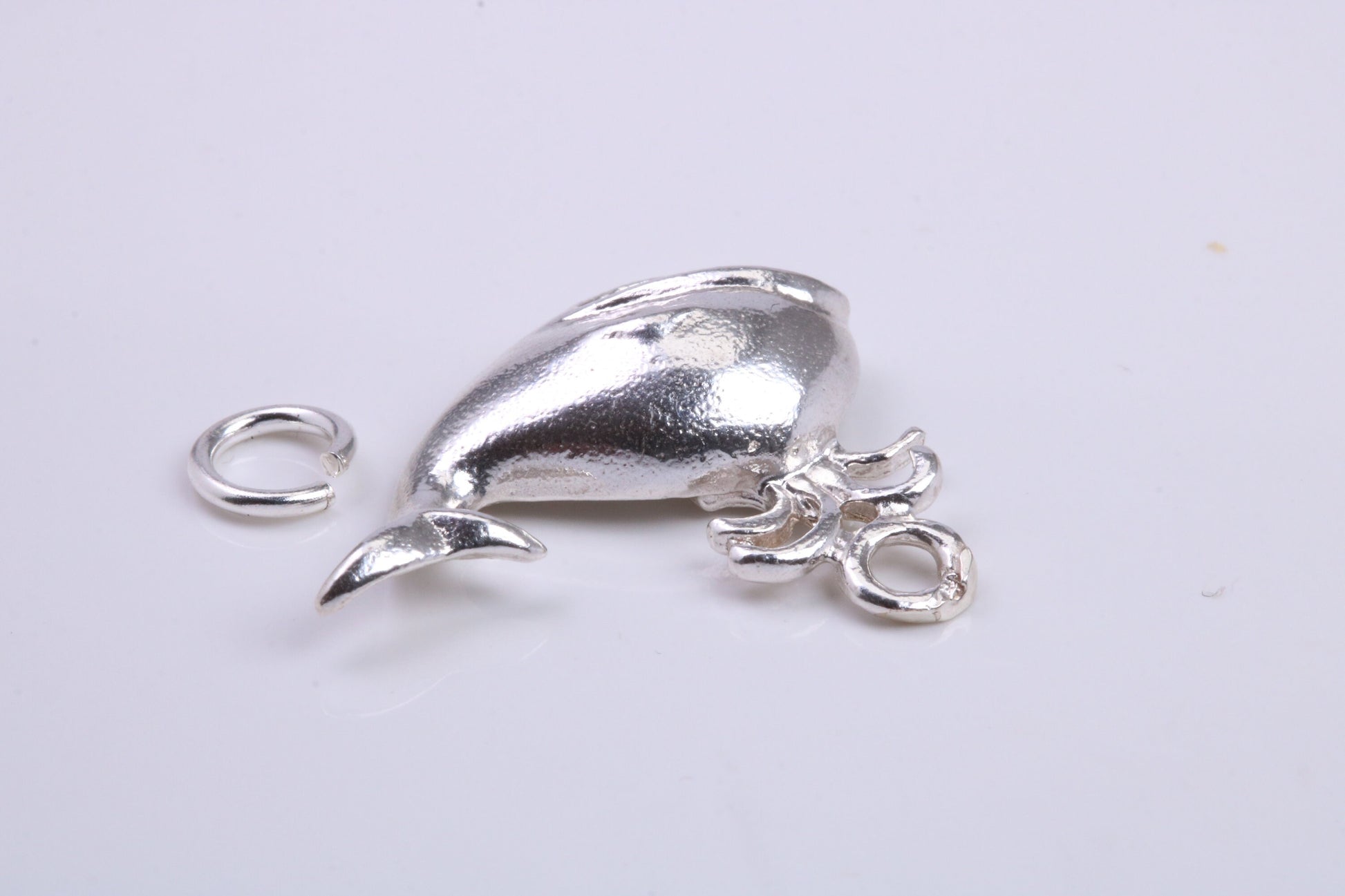 Whale Charm, Traditional Charm, Made from Solid 925 Grade Sterling Silver, Complete with Attachment Link