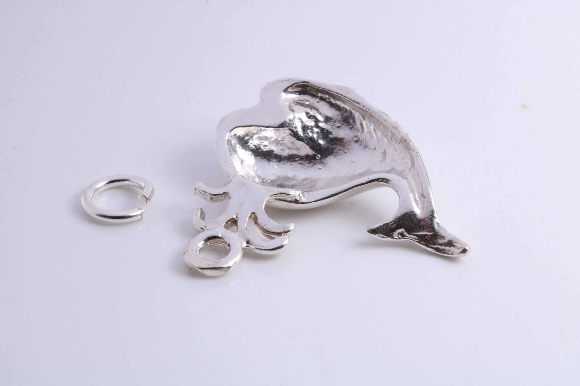 Whale Charm, Traditional Charm, Made from Solid 925 Grade Sterling Silver, Complete with Attachment Link