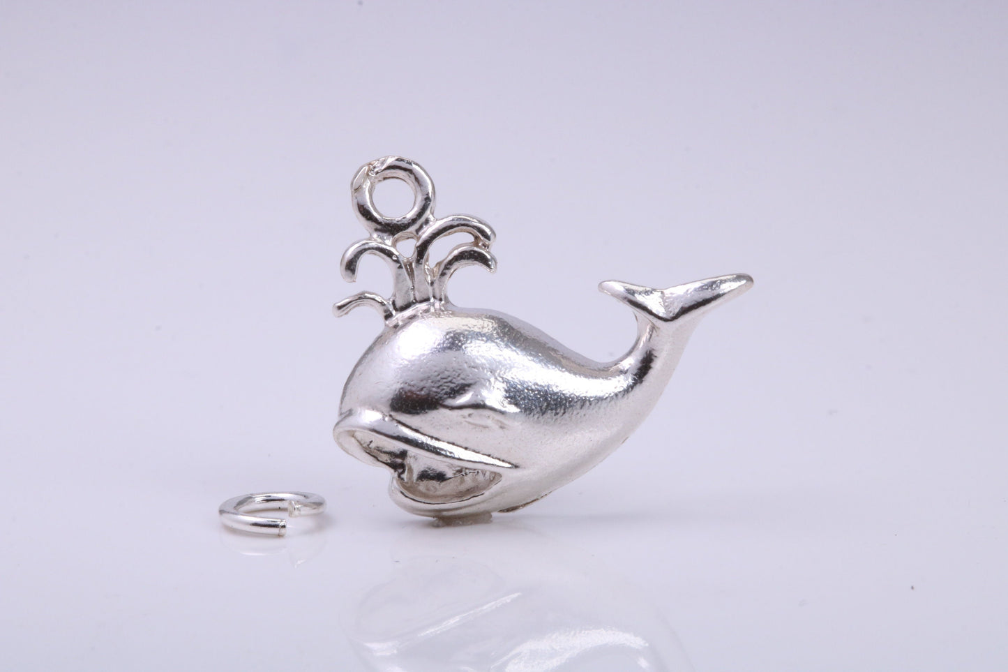 Whale Charm, Traditional Charm, Made from Solid 925 Grade Sterling Silver, Complete with Attachment Link